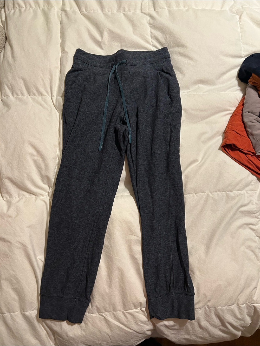 Crop Heather Navy Drawstring Jogger Pants
